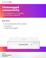HPE Networking Instant On Switch Series 1430 8-Port Gb Unmanaged Layer 2 Ethernet Switch | 8X 1G | Fan-Less | US Cord (R8R45A#ABA) 8G