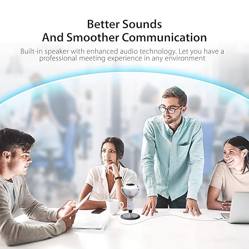 j5create 360 All Around AI-Powered Conference Room Camera with Speakerphone, Smart-Tracking, Auto-Framing, Include a Remote Control (JVU368)