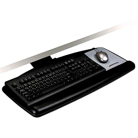 3M Easy Adjust Keyboard Tray, Standard Platform, 23 Track, Black