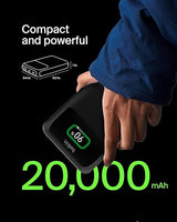 Belkin Portable Charger, 3-Port Laptop Power Bank 20000 mAh - USB-C & USB-A Ports, 65W iPhone Charger Fast Charging - MacBook, Apple iPhone 17, iPad, Samsung Galaxy S25, Nintendo Switch 2, etc - Black New Gen