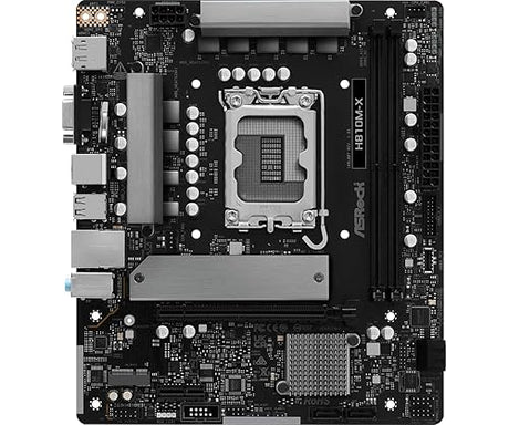 ASRock H810M-X Intel Core Ultra (Series 2) LGA1851 DDR5 up to 6400MHz M.2 Key E for WiFi 128GB SATA3 6.0 Gb/s Micro ATX Motherboard PCIe 4.0 H810 2.5G LAN USB3.2