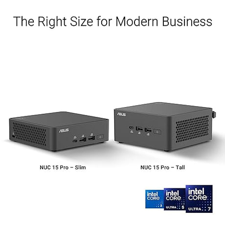 ASUS NUC 15 Pro Tall Barebones Mini PC with Intel Series 2 Core 7 240H, up to 96GB DDR5 RAM, Dual Storage Design, Thunderbolt™ 4, Wi-Fi 7 & Bluetooth 5.4, Toolless Chassis Access
