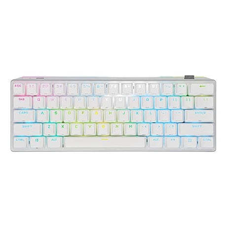 Corsair K70 PRO MINI WIRELESS RGB 60% Mechanical Gaming Keyboard - Fastest Sub-1ms Wireless, Swappable CHERRY MX Red Keyswitches, Aluminum Frame, PBT Double-Shot Keycaps - NA Layout, QWERTY - White CHERRY MX RED Switches