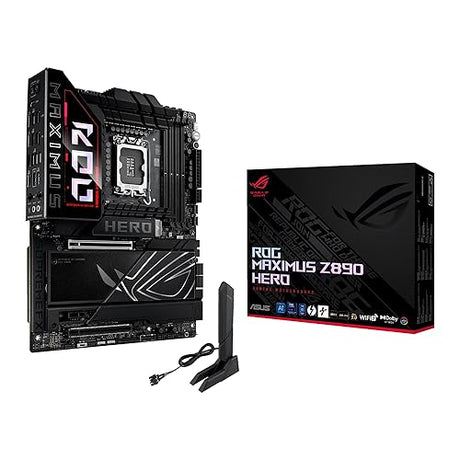 ASUS ROG Maximus Z890 Hero Intel® Z890 LGA 1851 ATX Motherboard, Advanced AI PC-Ready, 22+2+1+2 Stages, DDR5, WiFi 7, 3X PCIe® 5.0 M.2, Thunderbolt™ 4, USB Type-C®, AI Overclocking/Cooling/Networking