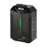 Tripp Lite Surge Protector Power Strip 6-Outlets + 1 USB & 1 USB-C Port, Direct Wall Plug-in, Black, Green LED Light, 490 Joules, EMI/RFI Filtering, 20,000 Insurance (SK62USBC)