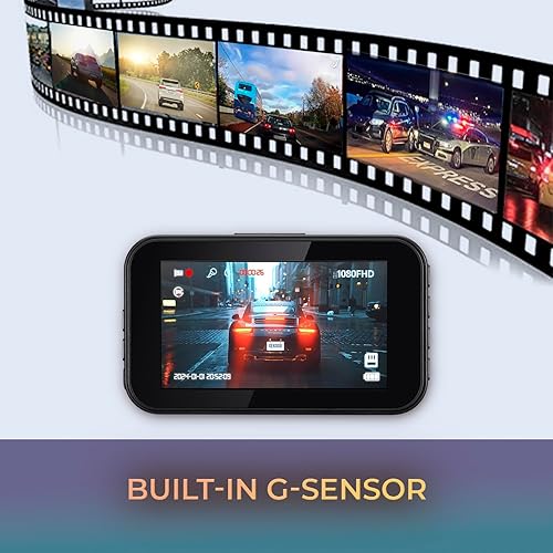 Orbit D111 1080P Full HD Dash Cam with 3 Display, G-Sensor, Loop Recording, 140° Wide-Angle Lens, Supports up to 64GB MicroSD, Compact Design