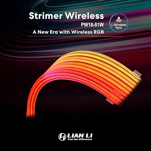 Lian Li Strimer Wireless 16 Pin - Addressable RGB Power Extension Cable with Wireless Control - 8 LED Strip - Wireless Controller NOT Included; a Controller is Required for use (PW16-81W) Wireless 16 pins