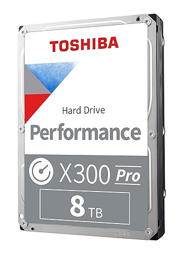 Toshiba X300 PRO 8TB High Workload Performance for Creative Professionals 3.5-Inch Internal Hard Drive – Up to 300 TB/Year Workload Rate CMR SATA 6 GB/s 7200 RPM 512 MB Cache - HDWR780XZSTB