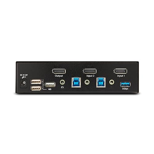 StarTech.com 2-Port DisplayPort KVM Switch, 8K 60Hz / 4K 144Hz, Single Display, DP 1.4, 2X USB 3.0 Ports, 4X USB 2.0 HID Ports, Push-Button & Hotkey Switching, TAA Compliant (D86A2-2-PORT-8K-KVM)