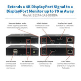 Tripp Lite DisplayPort Over Cat6 Ethernet Extender, Transmitter/Receiver Kit, Up to 230 Feet / 70 Meters, 4K@60Hz Video, 4:4:4, Power Over Cable, TAA Compliant, 1-Year Warranty (B127A-1A1-BDBDA)