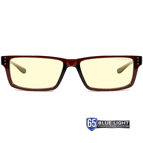 GUNNAR Optiks RIO-00201 Riot Computer Glasses, Block Blue Light, Anti-Glare, Minimize Digital Eye Strain, Prevent Headaches, Reduce Eye Fatigue and Sleep Better, Espresso/Amber