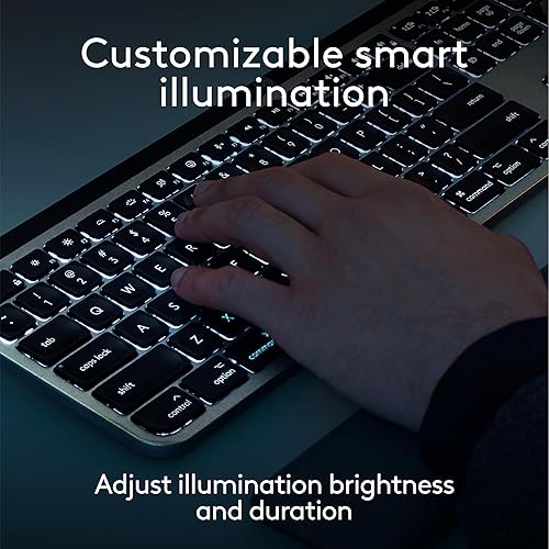 Logitech MX Keys S for Mac, Wireless Keyboard, Fluid, Precise Laptop-Like Typing, Programmable Keys, Backlit, Bluetooth USB C Rechargeable for MacBook Pro, MacBook Air, iMac, iPad - Space Grey Full Size Keyboard Space Grey
