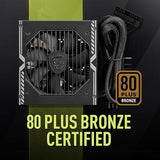 MSI MAG A650BE Gaming Power Supply - 80 Plus Bronze Certified 650W - Semi-Modular - Low Noise ATX PSU