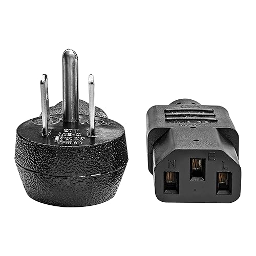 Tripp Lite Desktop Computer Power Cord, Right-Angle 5-15P to C13 - Heavy Duty, 15A, 125V, 14 AWG, 3 ft., Black (P007-003-15D)