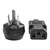 Tripp Lite Desktop Computer Power Cord, Right-Angle 5-15P to C13 - Heavy Duty, 15A, 125V, 14 AWG, 3 ft., Black (P007-003-15D)