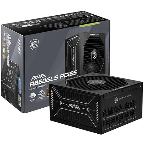 MSI MAG A850GLS PCIE5 Gaming Power Supply - Full Modular - 80 Plus Gold Certified 850W - Compact Size - ATX 3.1 and PCIE 5.1 Ready - 10 Year Warranty MAG A850GLS PCIE5 850W Gold