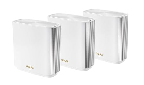 ASUS ZenWiFi Whole-Home Tri-Band Mesh WiFi 6E System (ET8 3PK), Coverage up to 7,500 sq.ft, 6600Mbps, New 6GHz Band, AiMesh, Lifetime Free Internet Security