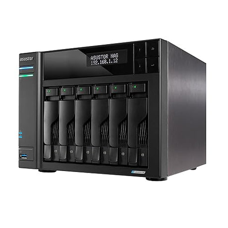 Asustor Lockerstor 6 Gen2+ AS6706T v2 6 Bay NAS Storage, Intel Quad-Core 2.0GHz CPU, Dual 5GbE Ports, 8GB RAM DDR4, 4 M.2 SSD Slots, Network Attached Storage (Diskless)
