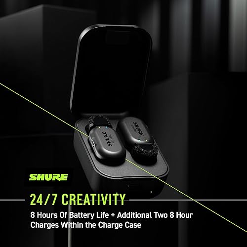 Shure MoveMic Two Kit - Pro Wireless Lavalier Microphones with Camera Receiver for DSLRs, iPhone, Android, Mac & PC, 2 Bluetooth Mini Mics, 24 Hours Charge, IPX4, Portable Clip Lavs (MV-Two-KIT-Z7) Two Channel Kit