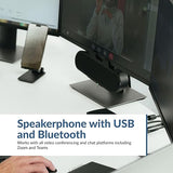 Cyber Acoustics USB & Bluetooth Speaker Bar (CA-2890PRO) USB Powered Speaker with Speakerphone for PC and Bluetooth for Smartphones, Clamps to Monitors up to 2 Inches Thick USB & BT - Pro