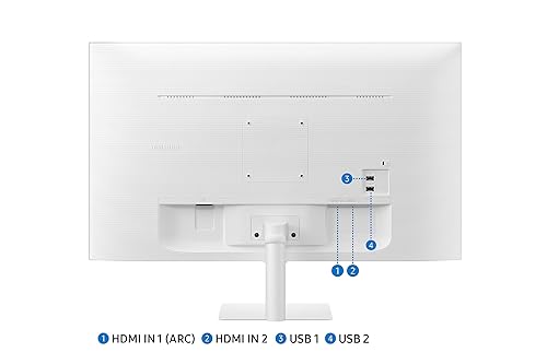 SAMSUNG 32 M50C Series FHD Smart Monitor w/Streaming-TV, 4ms, 60Hz, HDMI, HDR10, Watch Netflix, YouTube and More, IoT Hub, Mobile Connectivity, LS32CM501ENXZA, White White 32-inch M50C (2023 Refresh) IOT Hub, GameHome + Health Monitoring