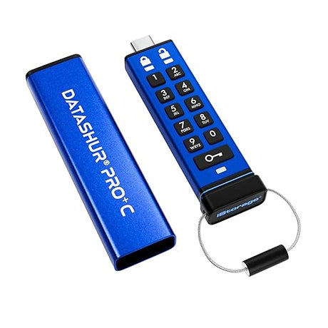 iStorage datAshur Pro+C 256GB | Secure USB Type-C Memory Stick | FIPS 140-3 Level 3 Pending | PIN Protected | Type C-A Adapter Included.