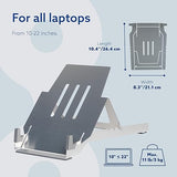 R-Go Laptop Stand, Laptop Holder Desk, Height Adjustable, Ergonomic, Foldable Aluminum Laptop Riser, Notebook/MacBook Stand, for Laptops [10/17-22 Inch], Siiver