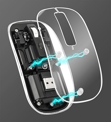 Manhattan 190268 mouse Wireless Optical 800-1600 dpi with Micro USB Receiver Black Transparent Black