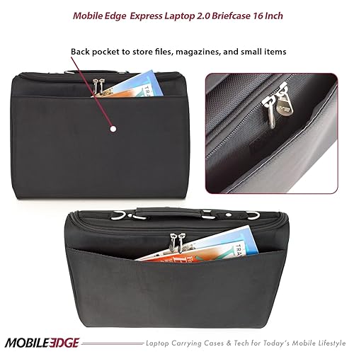 Mobile Edge Express 2.0 Laptop Briefcase Bag with Strap for Men and Women, Compatible with MacBook Pros and PC 16, Black 16 Inch