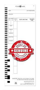Pyramid 44100-10MB Time Cards for 4000 and 5000 Time Clocks - English 1000 1000 pk