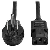 Tripp Lite Desktop Computer Power Cord, Right-Angle 5-15P to C13 - Heavy Duty, 15A, 125V, 14 AWG, 6 ft, Black (P007-006-15D)