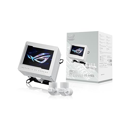 ASUS ROG RYUJIN III WB WHT CPU Water Block - Intel® LGA 1700, 1200, 115X - AMD Socket AM4, AM5 – Asetek Copper Cold Plate – White – 178 Micro-Cooling Fins – 3.5 Inch Full Color LCD Display