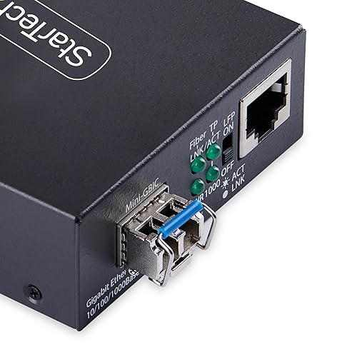 StarTech.com Gigabit Singlemode (SM) LC Fiber Media Converter, 10/100/1000 Mbps, 40km, RJ45 to LC, Full Metal, TAA Compliant