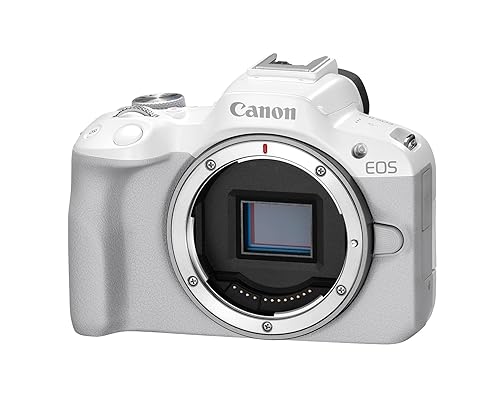 Canon EOS R50 Mirrorless Vlogging Camera (Body Only/White), RF Mount, 24.2 MP, 4K Video, DIGIC X Image Processor, Subject Detection & Tracking, Compact, Smartphone Connection, Content Creator