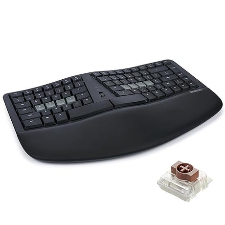 KINESIS mWave Ergonomic Keyboard for PC (Black) | Mechanical Switches | Bluetooth & USB | Programmable | Backlit | Windows Modifier & Hot Keys Windows (Black)