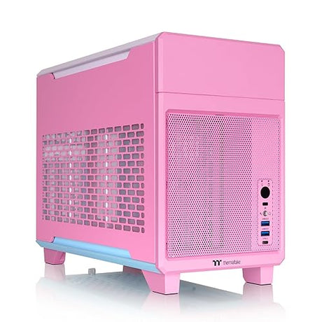 Thermaltake TR100 SFF Chassis; mITX Support; 18.9 Liters; PCIe 4.0 Riser Cable Included; 360mm GPU Clearance; 280mm Radiator Support; Removable PCIe Bracket; Bubble Pink; CA-11A-00SANN-00