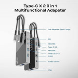 Mobile Pixels 9 in 1 Docking Station, Multifunctional Adapter with Dual USB 3.0 to 8K 4K HDMI,PD,Data, Audio, RJ45 Ports for Laptop, Mobile Phone, Tablets