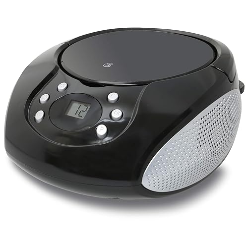 GPX Portable Top-Loading CD Boombox with AM/FM Radio and 3.5mm Line for MP3 Device, Black
