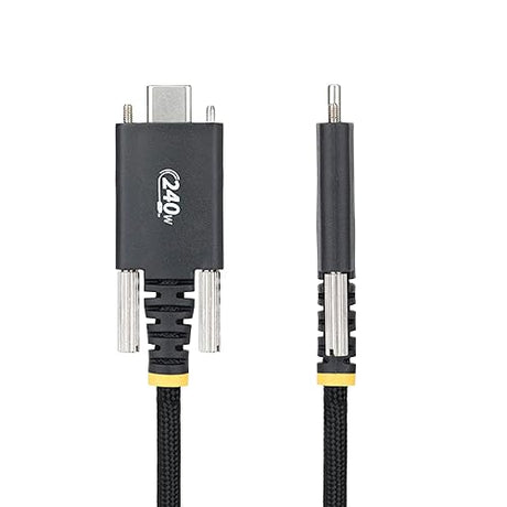 StarTech.com 6.6ft (2m) USB-C Charging Cable, Side Screw Locking, 240W (5A) PD EPR, Dual-Layer Silicone/Braided Jacket, Laptop Charger Cord, USB-IF Certified