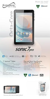 Supersonic SC-4107 Sonic7pro, 7 Android Tablet, Octa-Core 1.5GHz CPU, IPS Touch Display, Dual Cameras, Wi-Fi 6 & Bluetooth 5.2, 3GB RAM, 32GB + Expandable Storage, USB-C & Long Battery Life 7 inch