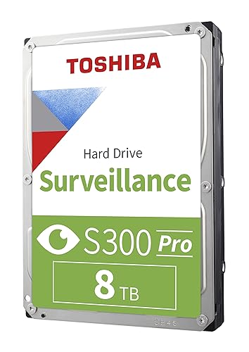 Toshiba S300 PRO 8TB Surveillance 3.5” Internal Hard Drive – CMR SATA 6 Gb/s 7200 RPM 512MB Cache - HDWTA80UZSVAR