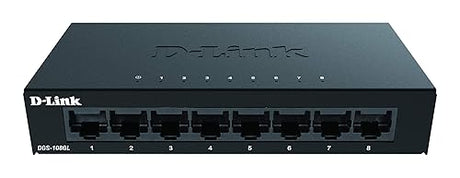 D-Link 8 Port Gigabit Ethernet Unmanaged Metal Desktop Switch, Plug and play, QoS, Cable Diagnostics, Fanless Quiet Operation, Rugged Metal Housing, Energy-Efficient Ethernet (DGS-108GL)