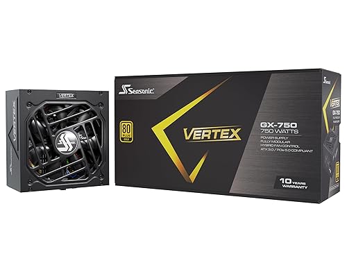 Seasonic Vertex GX-750 | 750W | 80+ Gold | ATX 3.0 & PCIe 5.0 Ready | Full-Modular | ATX Form Factor | Low Noise | Premium Japanese Capacitor | Nvidia RTX 30/40 Super & AMD GPU Compatible Vertex Gold 750W