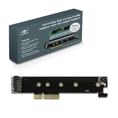 Vantec M.2 NVMe PCIe x4 Low Profile Adapter with 110 Length Support (UGT-M2PC130), Black