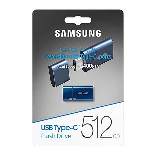 SAMSUNG Type-C USB Flash Drive, 512GB, Transfers 4GB Files in 11 Secs w/Up to 400MB/s Read Speeds, Compatible w/USB 3.0/2.0, Waterproof MUF-512DA/AM [Canada Version]
