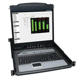 16port Console Kvm Switch W/ 19in LCD & 8 Ps2/Usb Combo Cables