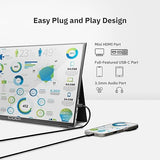 CODi 16 Portable USB-C Monitor – Full HD Display, HDR, Built-in Speakers, Mini HDMI, Dual USB-C, Slim Design, Freesync – External Monitor for Laptop, Mac, PC, Xbox, PS5, Switch