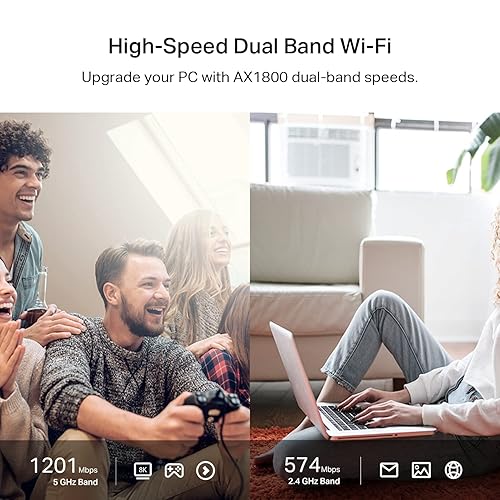 TP-Link WiFi 6 USB Adapter for Desktop PC - (Archer TX20U Plus) AX1800 Wireless Network Adapter with 2.4GHz, 5GHz, High Gain Dual Band 5dBi Antenna, WPA3, Supports Windows 11/10