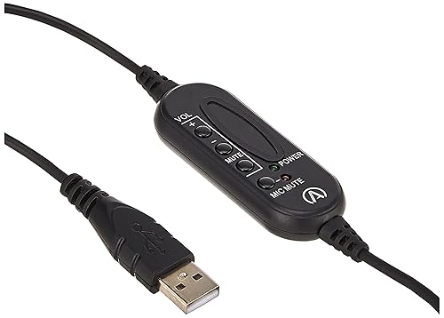 Andrea Communications NC-455VM USB Over-Ear Circumaural Stereo USB Computer Headset with Noise-Canceling Microphone, in-Line Volume/Mute Controls, and Plug