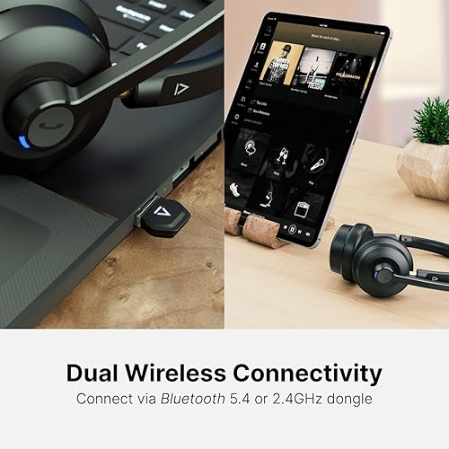 Creative Chat Wireless On-Ear Headset with Noise-Cancelling Boom Mic, USB dongle, Playback and Calls Control, Mic Mute Button for PC/Mac/Mobile Devices